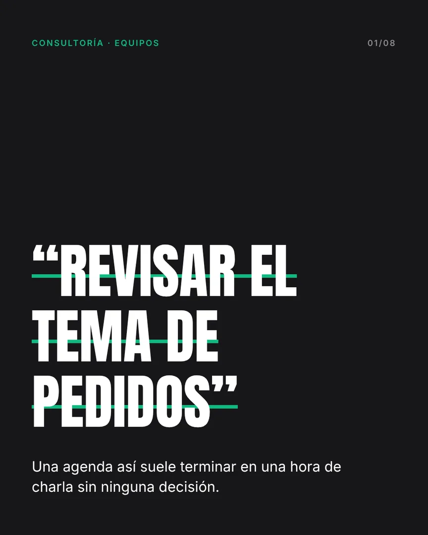 Reuniones que terminan en decisiones, slide 1 de 8