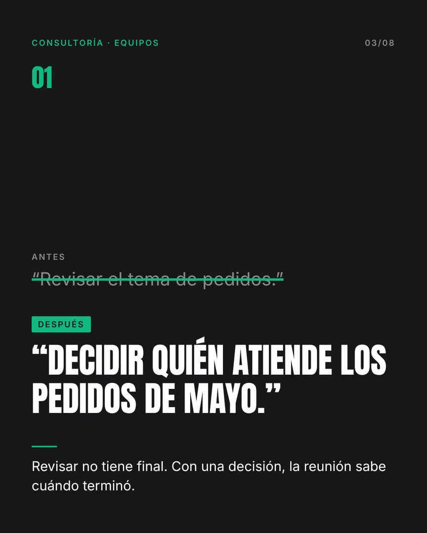 Reuniones que terminan en decisiones, slide 3 de 8