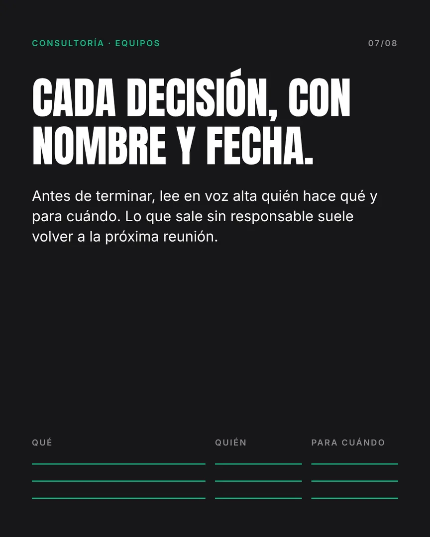 Reuniones que terminan en decisiones, slide 7 de 8